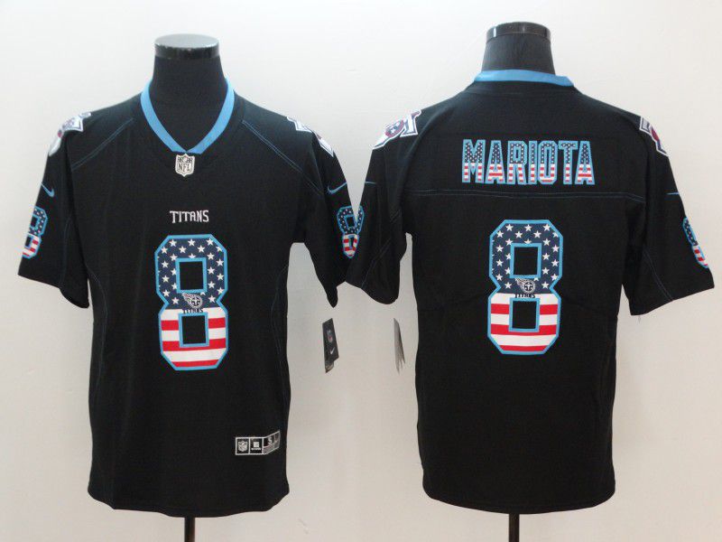 Men Tennessee Titans #8 Mariota Nike USA Flag Fashion Black Color Rush Limited NFL Jerseys